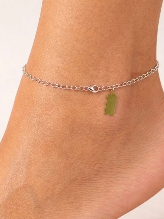 Heart Link Ankle Charm Bracelet Solid .925 Sterling Silver - Picture 3 of 5